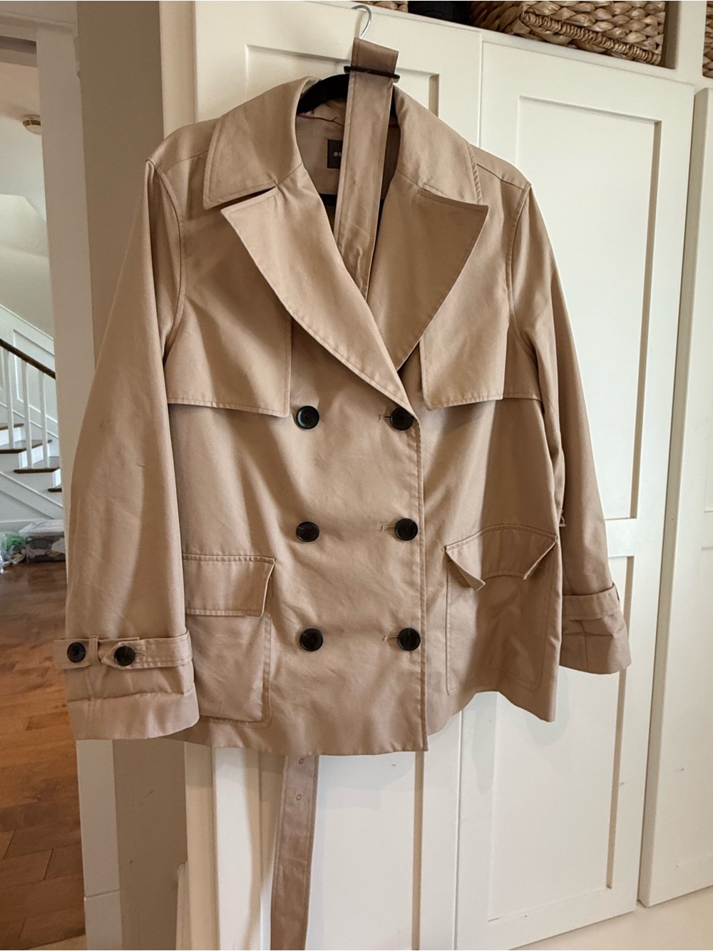 Simons Beige Double-Breasted Trench Jacket